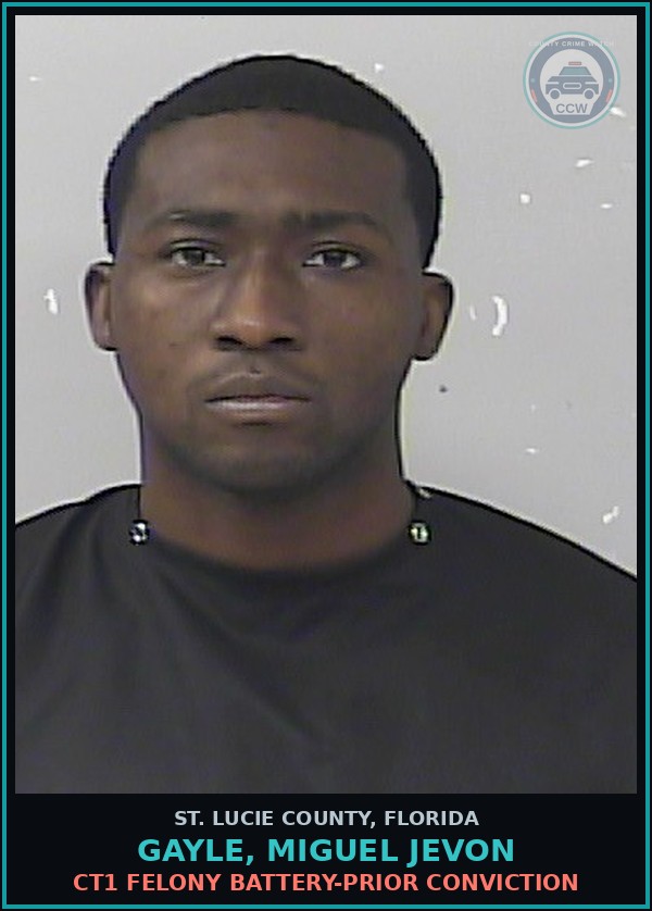 Booking mugshot of Gayle, Miguel Jevon in St. Lucie County