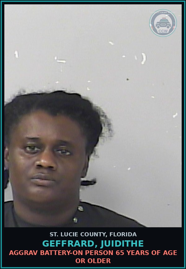 Booking mugshot of Geffrard, Juidithe in St. Lucie County