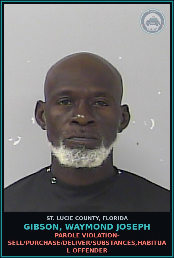 Booking mugshot of Gibson, Waymond Joseph in St. Lucie County