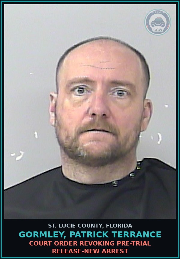 Booking mugshot of Gormley, Patrick Terrance in St. Lucie County