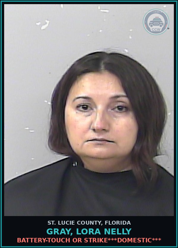 Booking mugshot of Gray, Lora Nelly in St. Lucie County