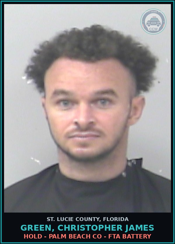 Booking mugshot of Green, Christopher James in St. Lucie County