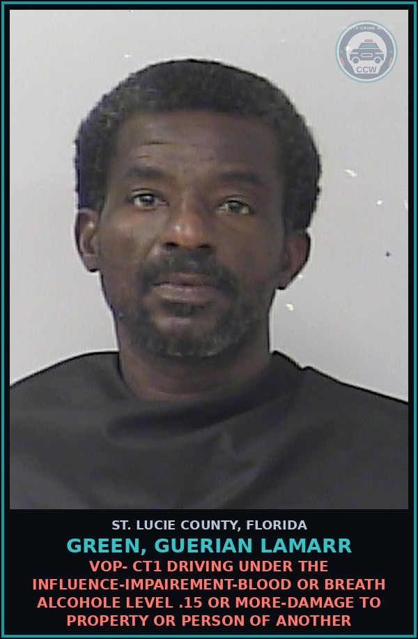 Booking mugshot of Green, Guerian Lamarr in St. Lucie County