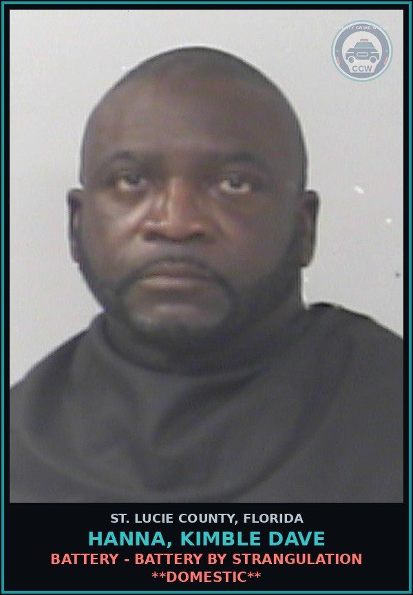 Booking mugshot of Hanna, Kimble Dave in St. Lucie County