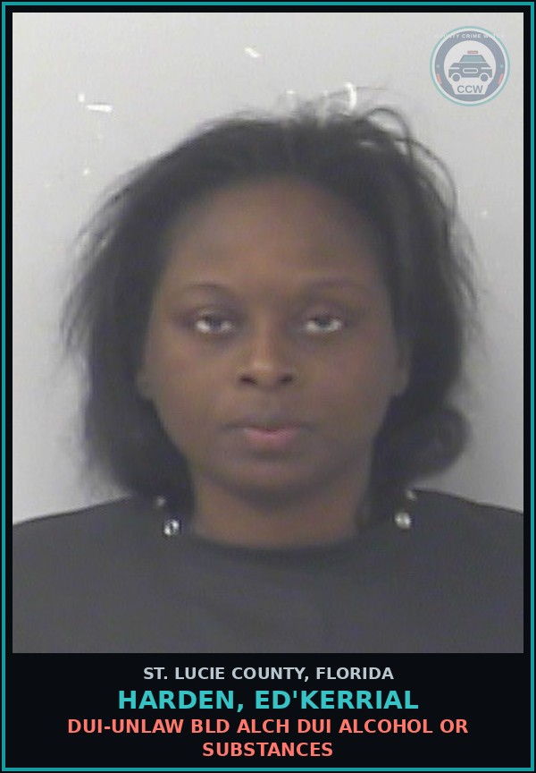 Booking mugshot of Harden, Ed'kerrial in St. Lucie County