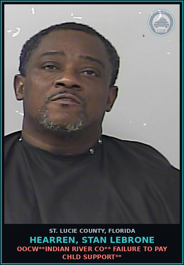 Booking mugshot of Hearren, Stan Lebrone in St. Lucie County
