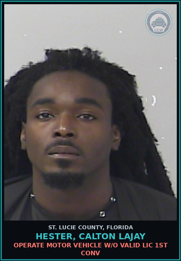 Booking mugshot of Hester, Calton Lajay in St. Lucie County