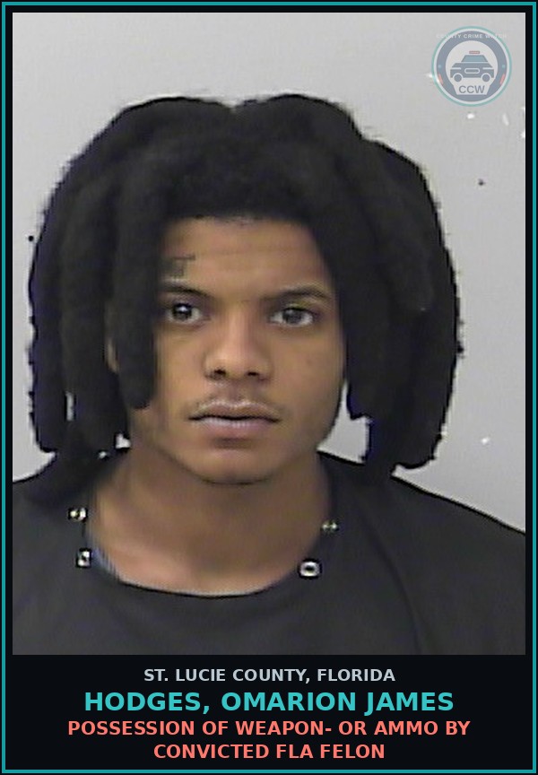 Booking mugshot of Hodges, Omarion James in St. Lucie County