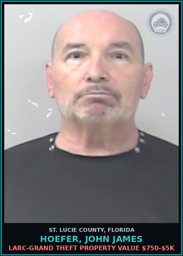 Booking mugshot of Hoefer, John James in St. Lucie County