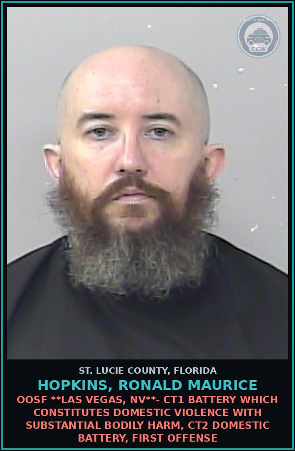 Booking mugshot of Hopkins, Ronald Maurice in St. Lucie County