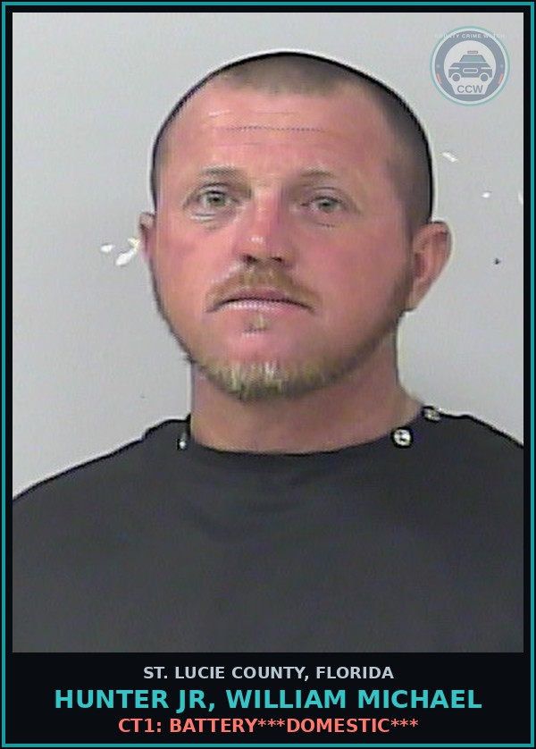 Booking mugshot of Hunter Jr, William Michael in St. Lucie County