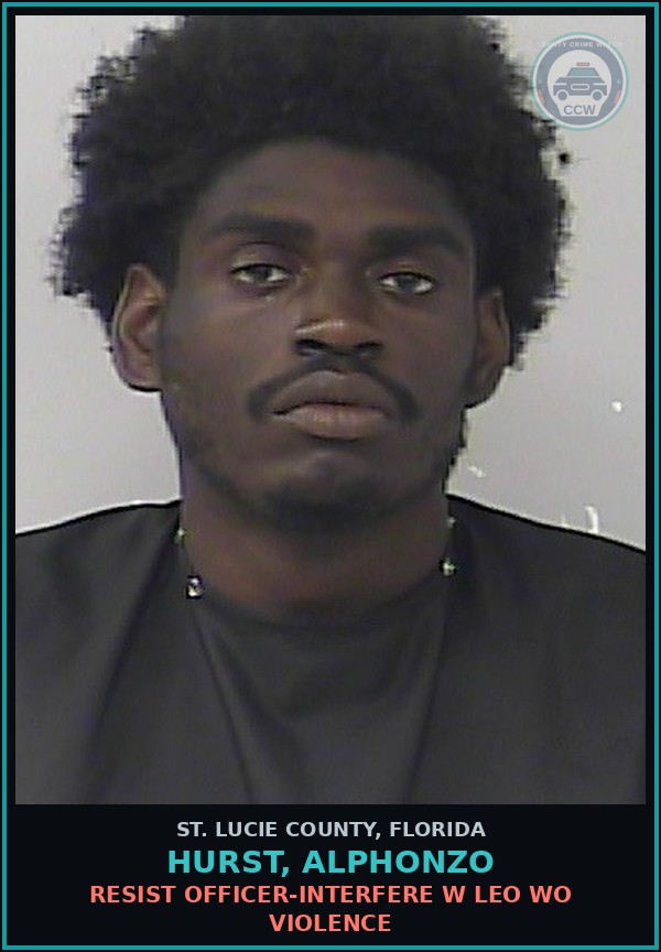 Booking mugshot of Hurst, Alphonzo in St. Lucie County