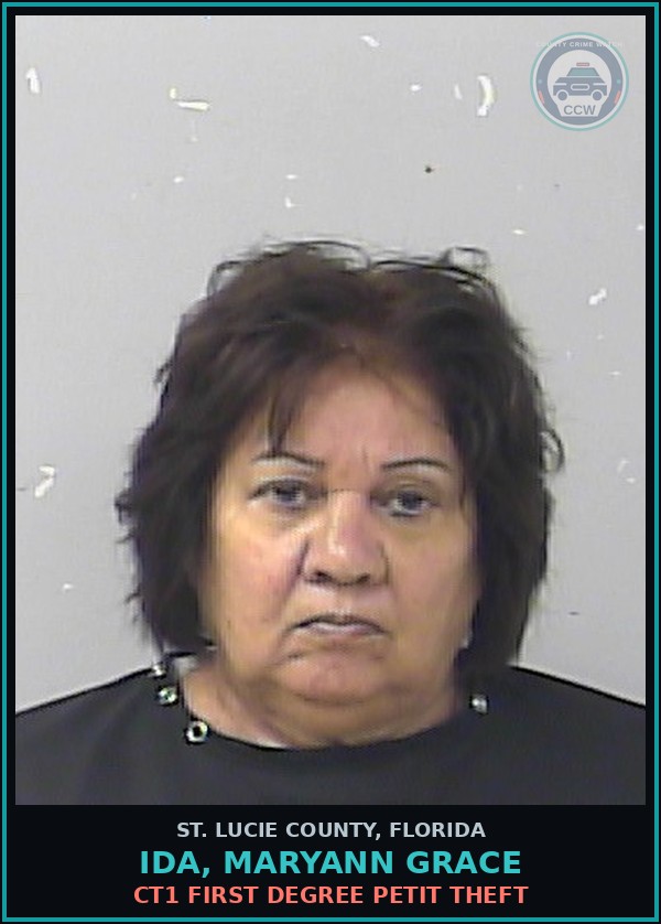 Booking mugshot of Ida, Maryann Grace in St. Lucie County