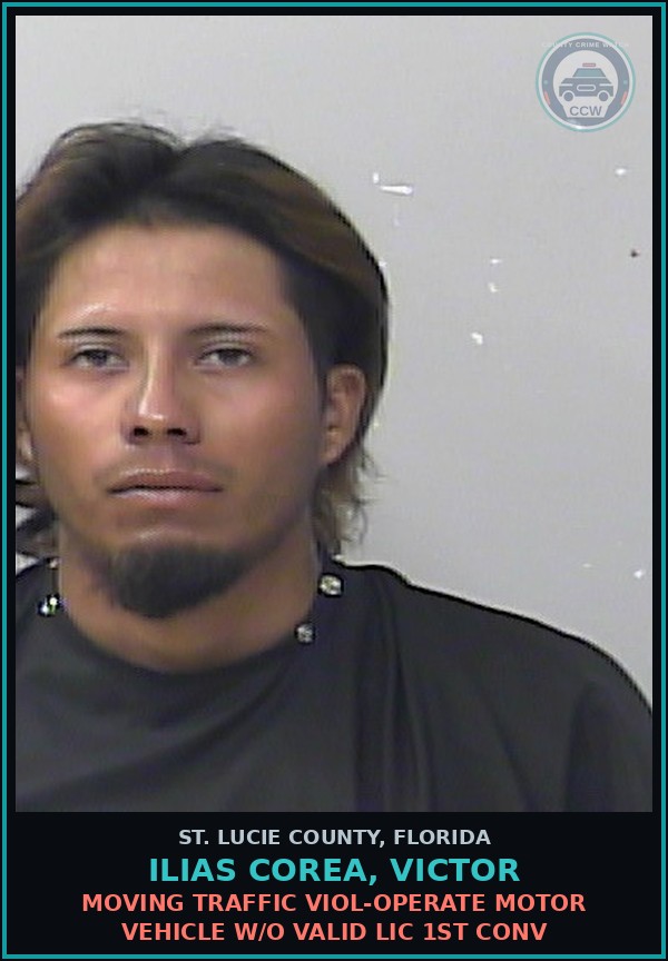 Booking mugshot of Ilias Corea, Victor in St. Lucie County
