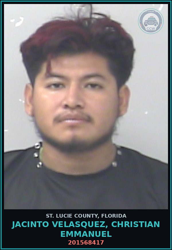 Booking mugshot of Jacinto Velasquez, Christian Emmanuel in St. Lucie County