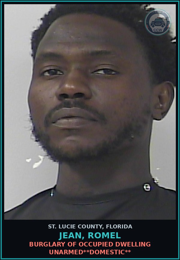 Booking mugshot of Jean, Romel in St. Lucie County