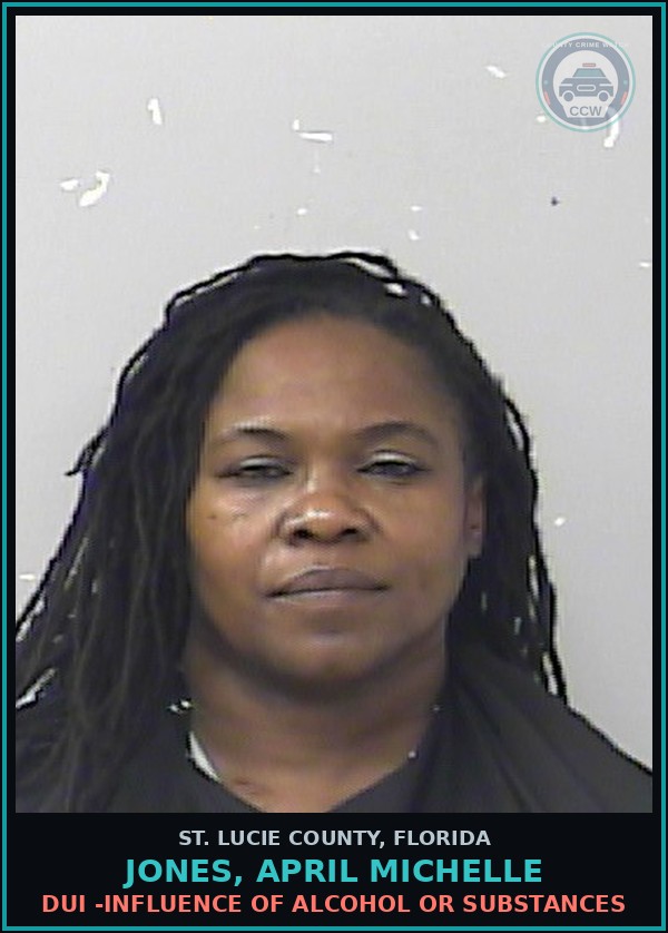 Booking mugshot of Jones, April Michelle in St. Lucie County