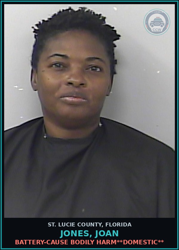 Booking mugshot of Jones, Joan in St. Lucie County