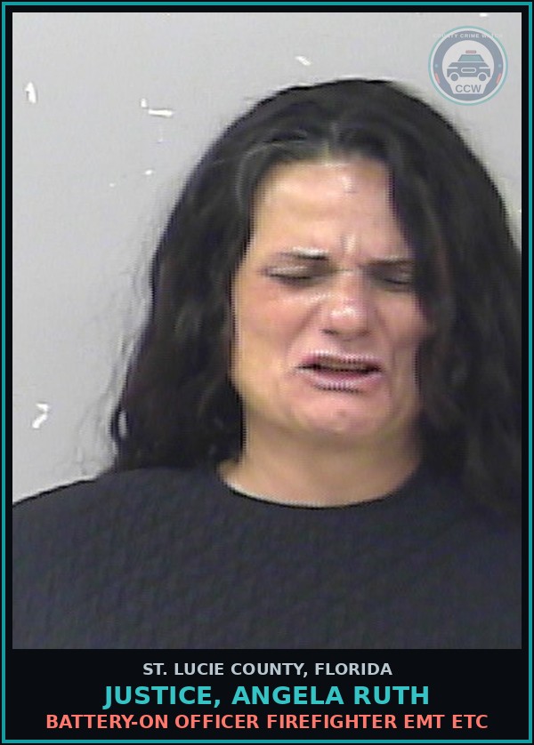 Booking mugshot of Justice, Angela Ruth in St. Lucie County