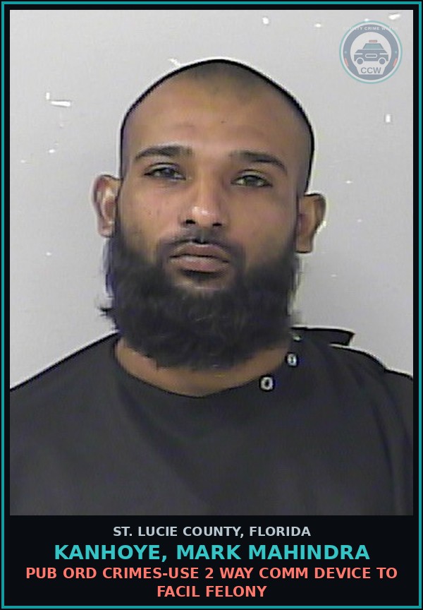 Booking mugshot of Kanhoye, Mark Mahindra in St. Lucie County