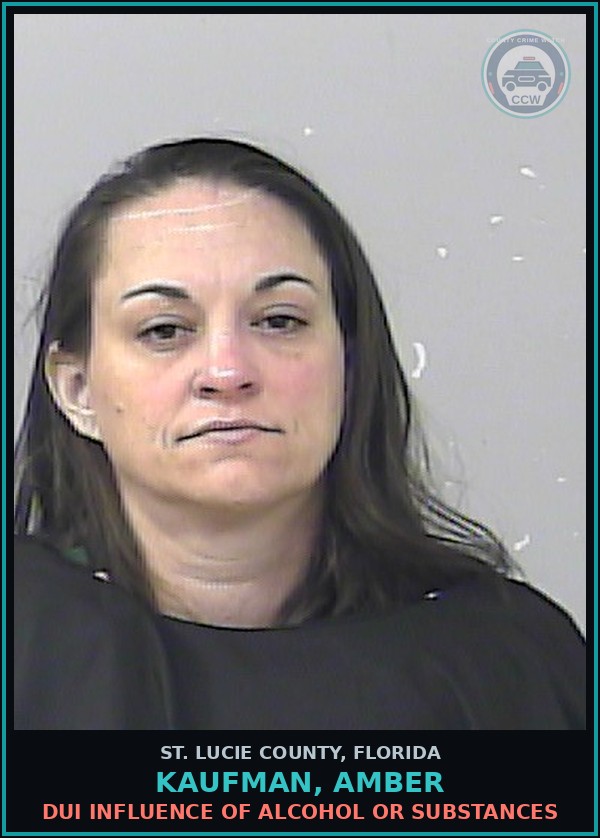 Booking mugshot of Kaufman, Amber in St. Lucie County
