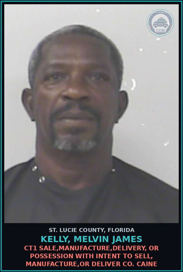 Booking mugshot of Kelly, Melvin James in St. Lucie County