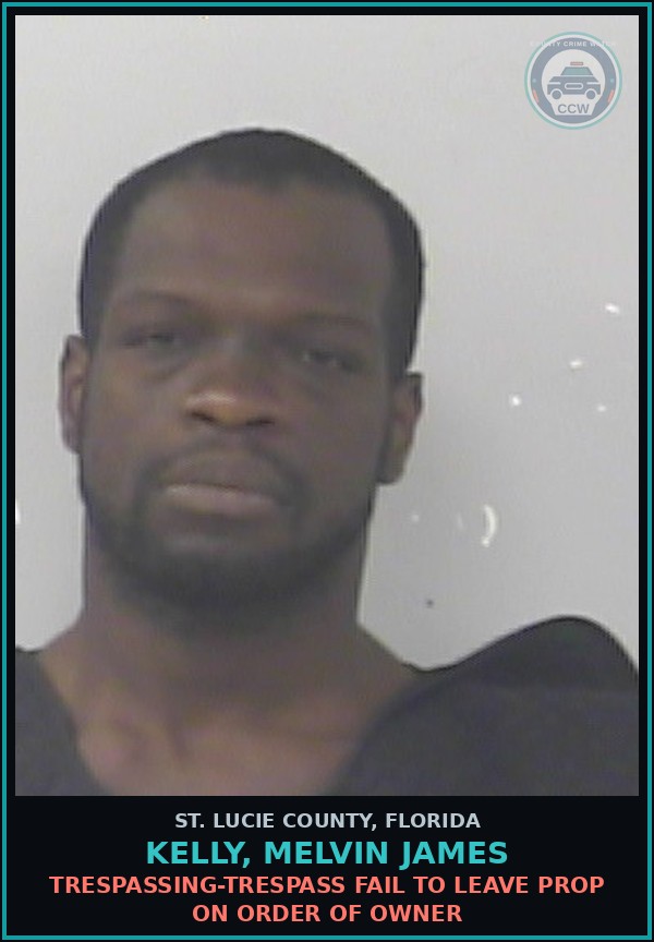 Booking mugshot of Kelly, Melvin James in St. Lucie County