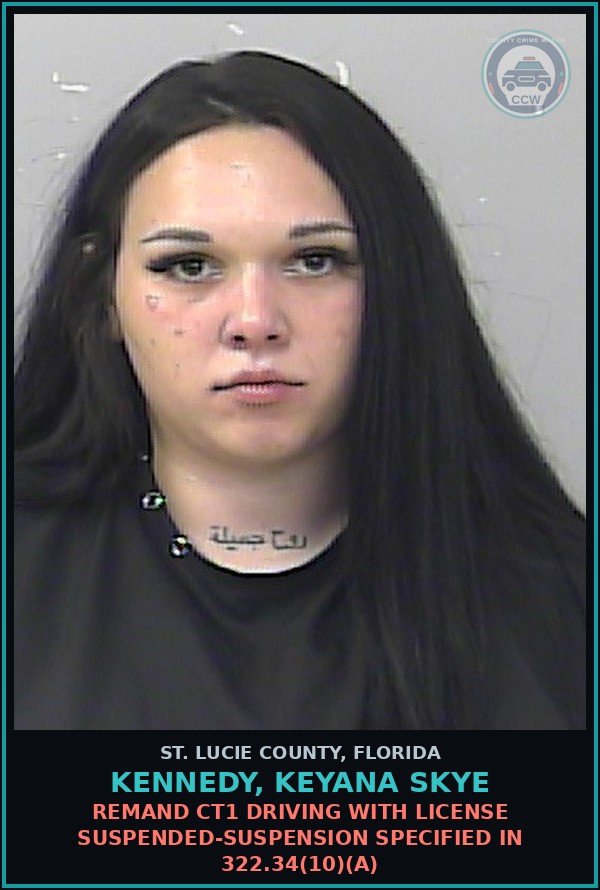 Booking mugshot of Kennedy, Keyana Skye in St. Lucie County