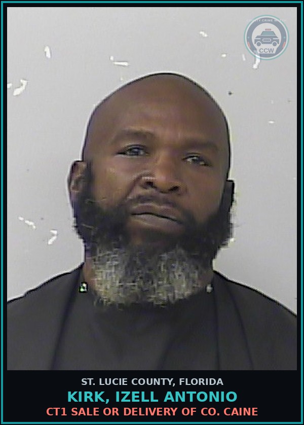 Booking mugshot of Kirk, Izell Antonio in St. Lucie County