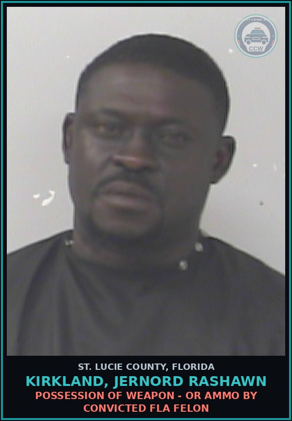 Booking mugshot of Kirkland, Jernord Rashawn in St. Lucie County