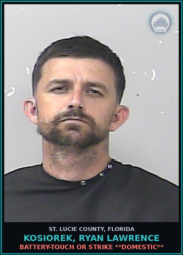 Booking mugshot of Kosiorek, Ryan Lawrence in St. Lucie County
