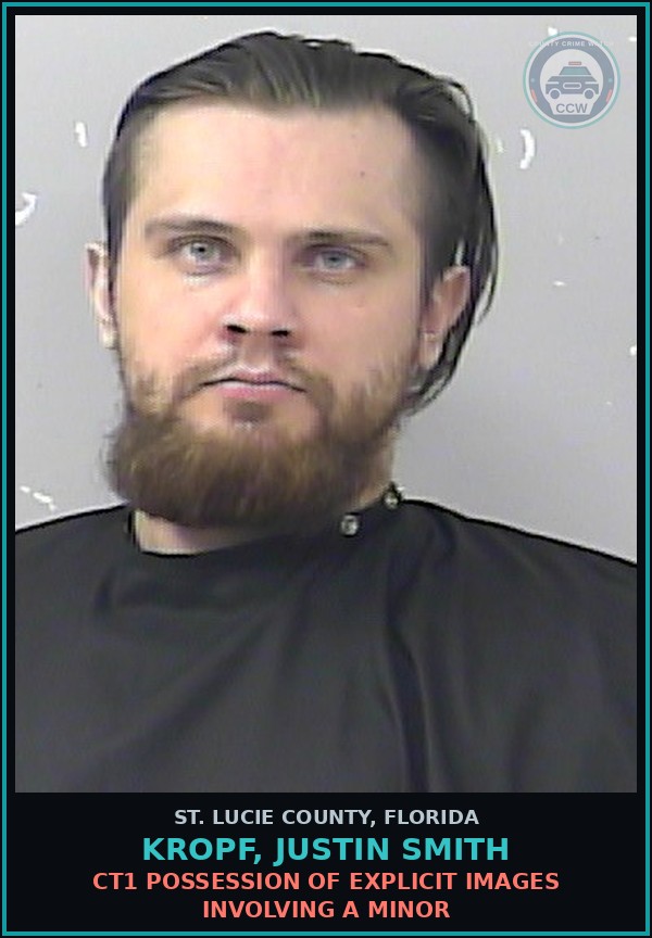 Booking mugshot of Kropf, Justin Smith in St. Lucie County