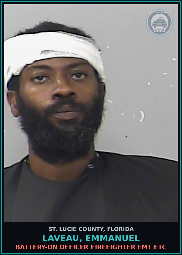 Booking mugshot of Laveau, Emmanuel in St. Lucie County