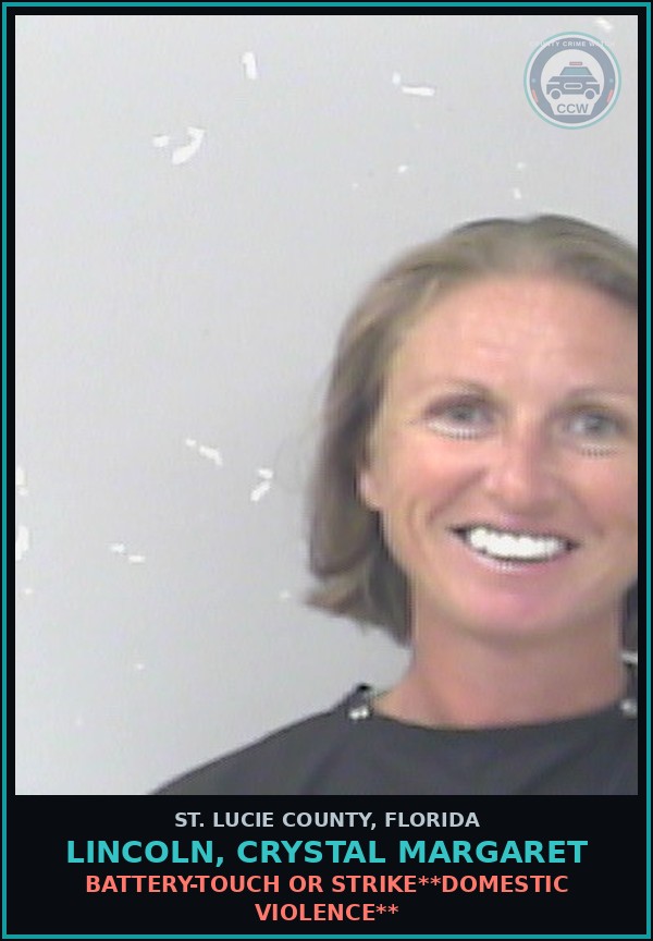 Booking mugshot of Lincoln, Crystal Margaret in St. Lucie County