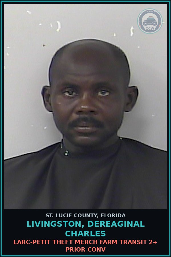 Booking mugshot of Livingston, Dereaginal Charles in St. Lucie County