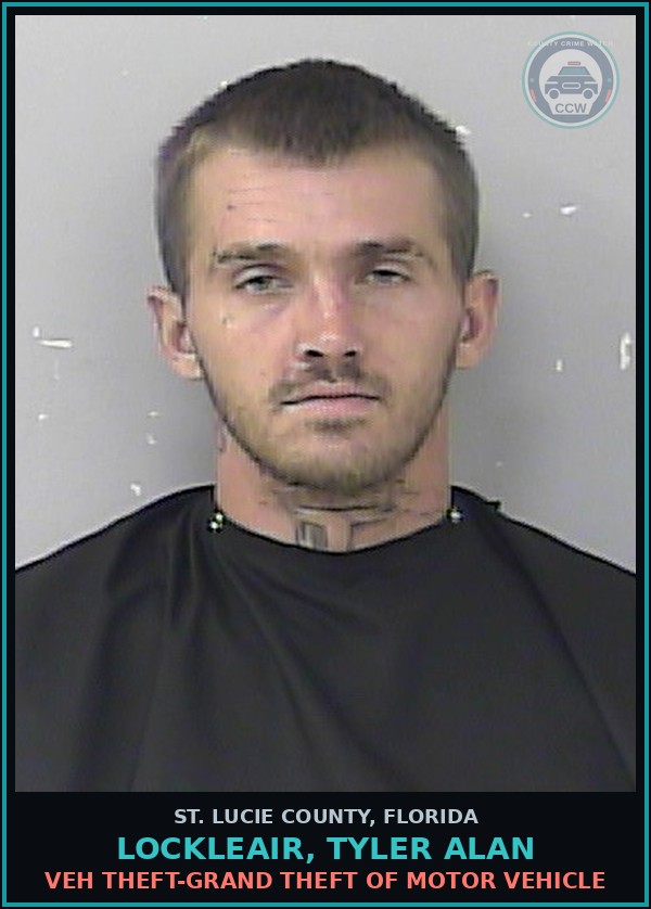 Booking mugshot of Lockleair, Tyler Alan in St. Lucie County