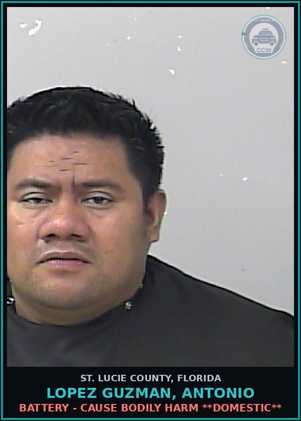 Booking mugshot of Lopez Guzman, Antonio in St. Lucie County