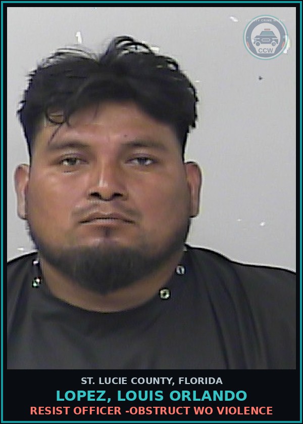 Booking mugshot of Lopez, Louis Orlando in St. Lucie County