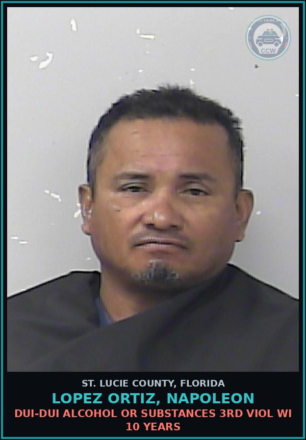 Booking mugshot of Lopez Ortiz, Napoleon in St. Lucie County