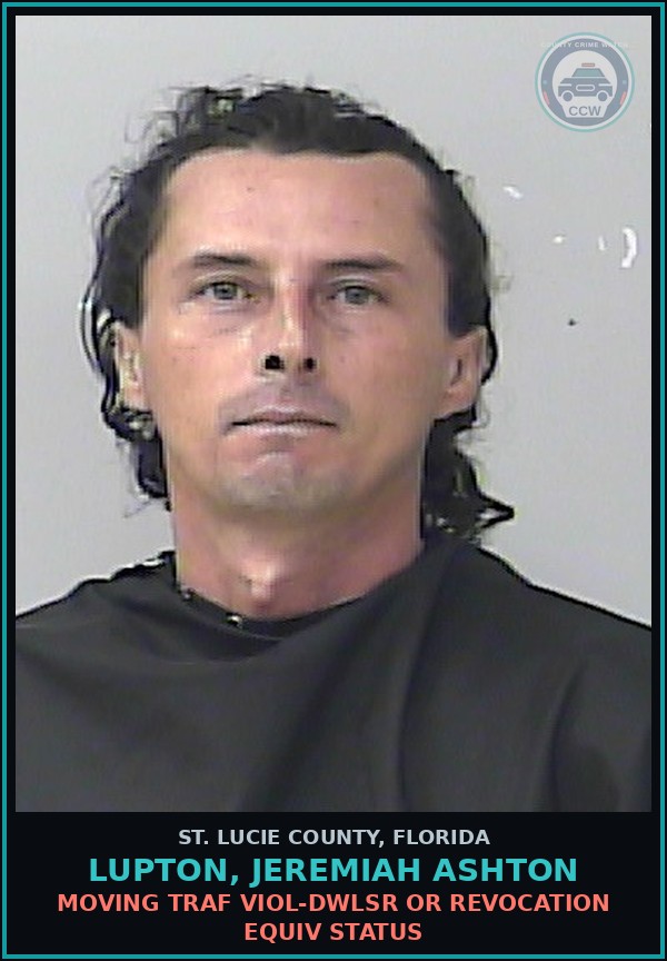 Booking mugshot of Lupton, Jeremiah Ashton in St. Lucie County