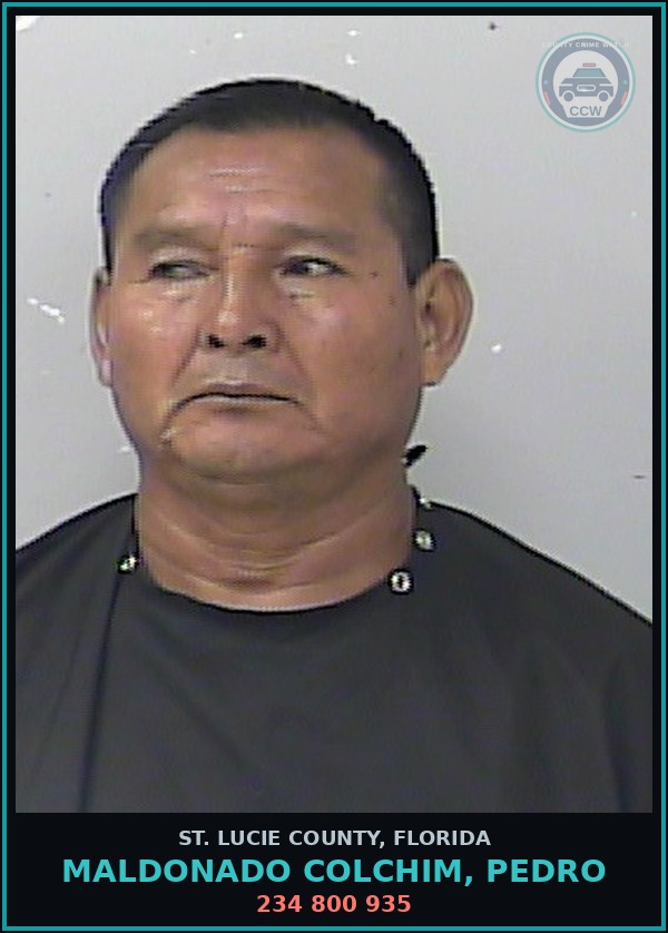 Booking mugshot of Maldonado Colchim, Pedro in St. Lucie County