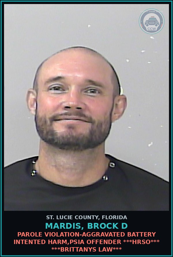 Booking mugshot of Mardis, Brock D in St. Lucie County