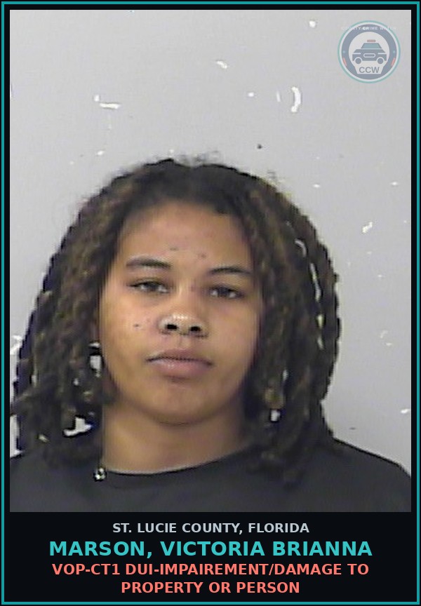Booking mugshot of Marson, Victoria Brianna in St. Lucie County