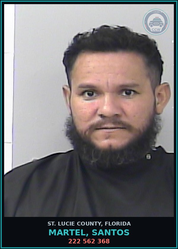 Booking mugshot of Martel, Santos in St. Lucie County