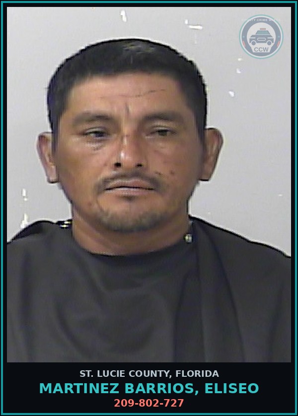 Booking mugshot of Martinez Barrios, Eliseo in St. Lucie County
