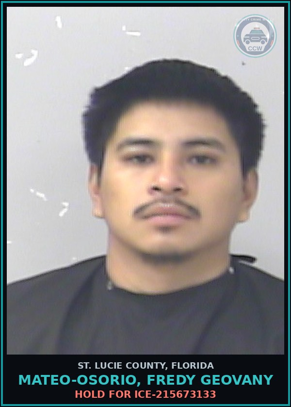 Booking mugshot of Mateo-osorio, Fredy Geovany in St. Lucie County