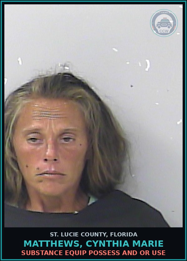 Booking mugshot of Matthews, Cynthia Marie in St. Lucie County