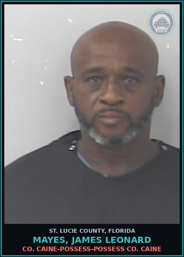 Booking mugshot of Mayes, James Leonard in St. Lucie County
