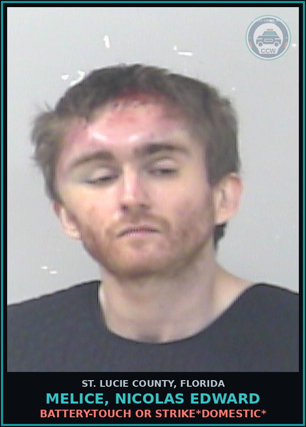Booking mugshot of Melice, Nicolas Edward in St. Lucie County