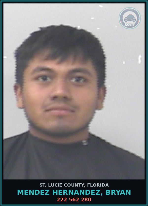 Booking mugshot of Mendez Hernandez, Bryan in St. Lucie County